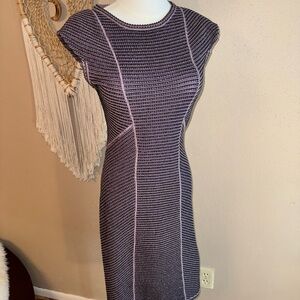 Missoni Fitted Purple Knit Cap-Sleeve Dress IT 38